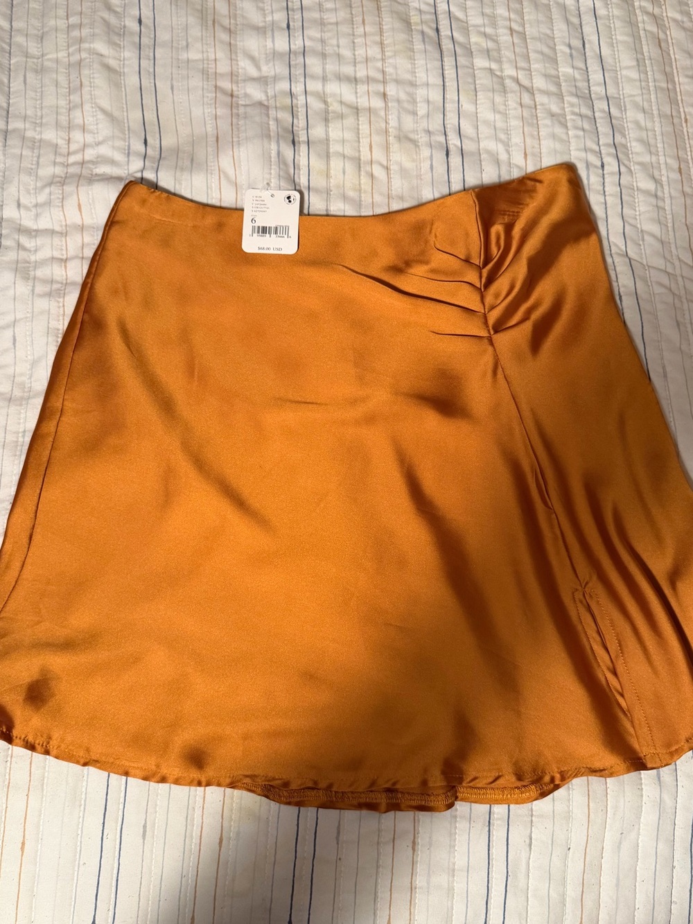 Satin A-Line Mini Skirt in Burnt Orange